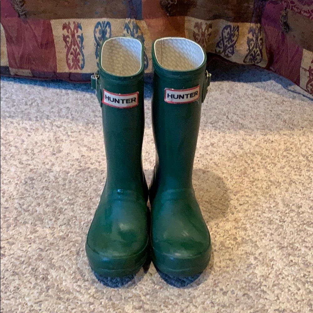 Hunter forest green rain rubber tall boots sz 12